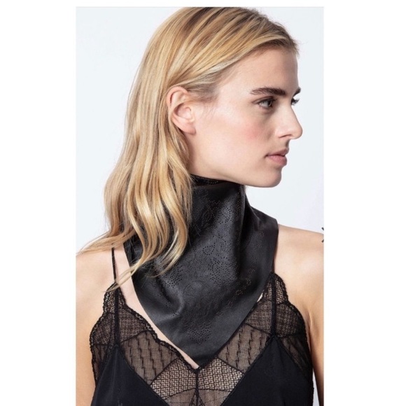 Zadig & Voltaire Brandy Hand Embroidered Leather Scarf. - Picture 1 of 6